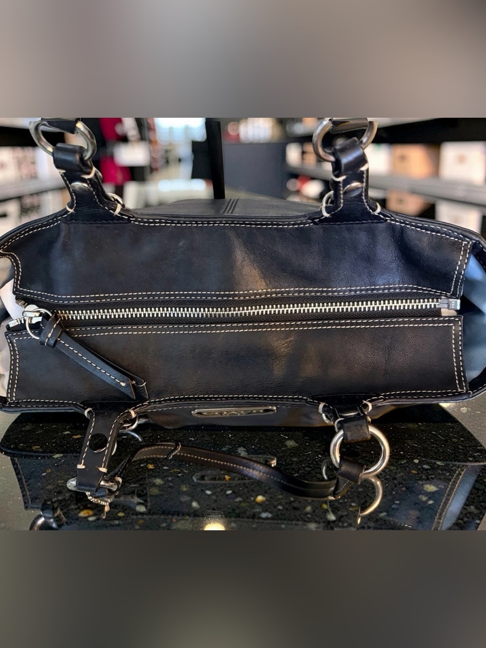 Classic Coach Black Leather Hobo Crossbody Tote - Picture 6 of 16